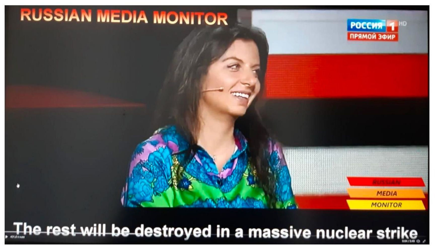 Still image from typical propaganda program on Russian TV