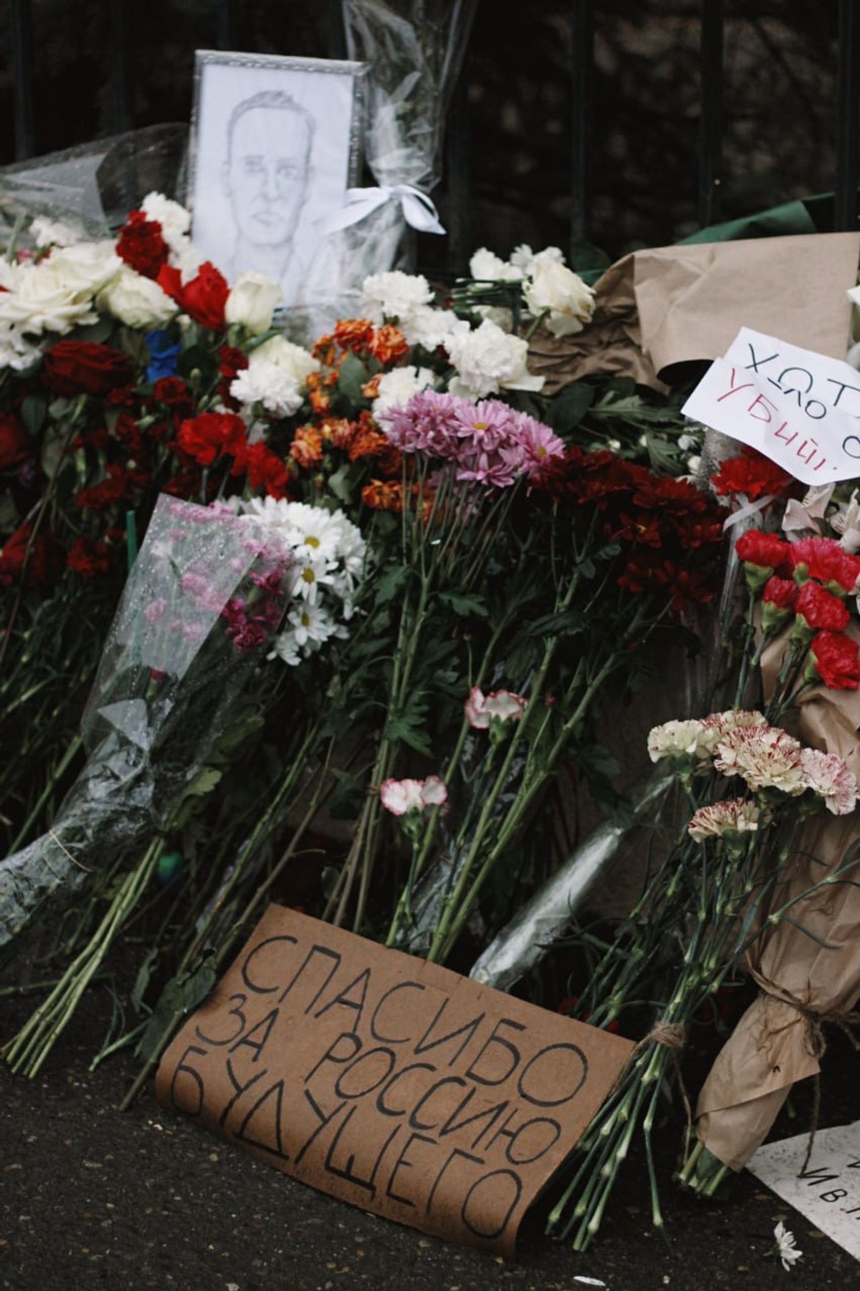 The laying of flowers at Alexei Navalny's funeral in Moscow