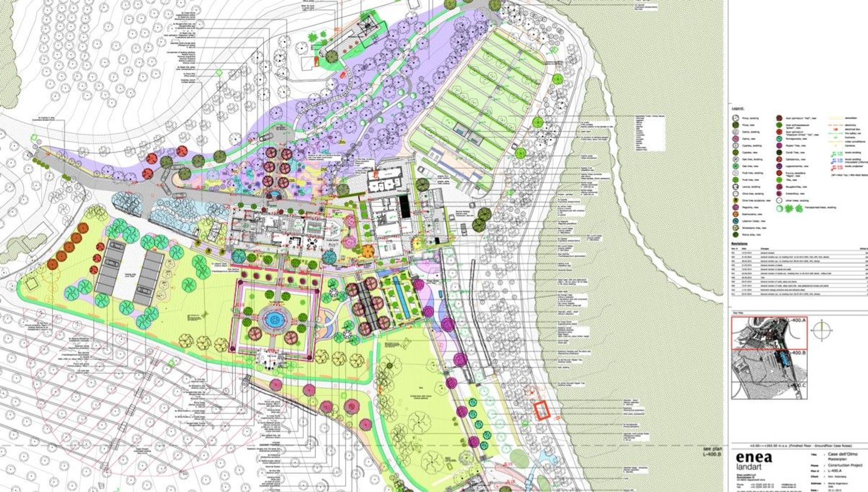 A construction plan detailing the Case dell’Olmo estate