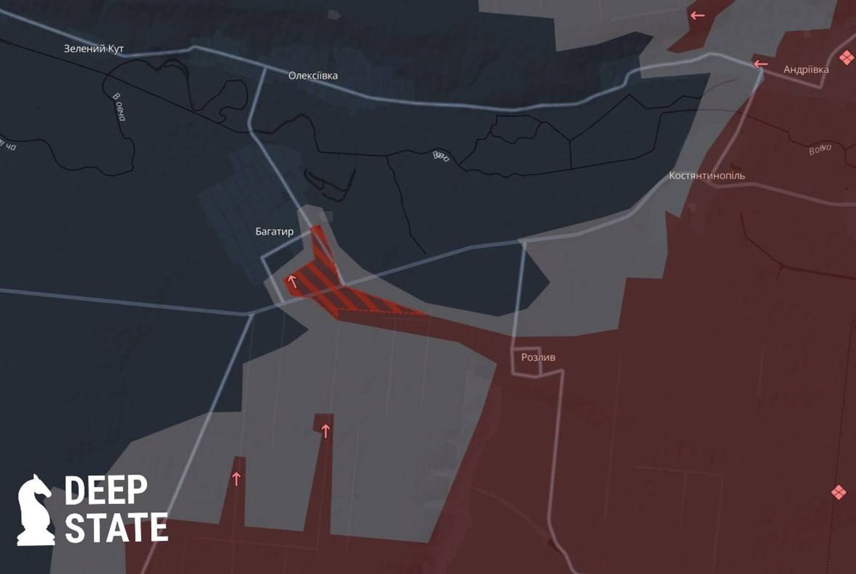 Ситуация в районе села Богатырь на южно-донецком направлении по версии DeepState