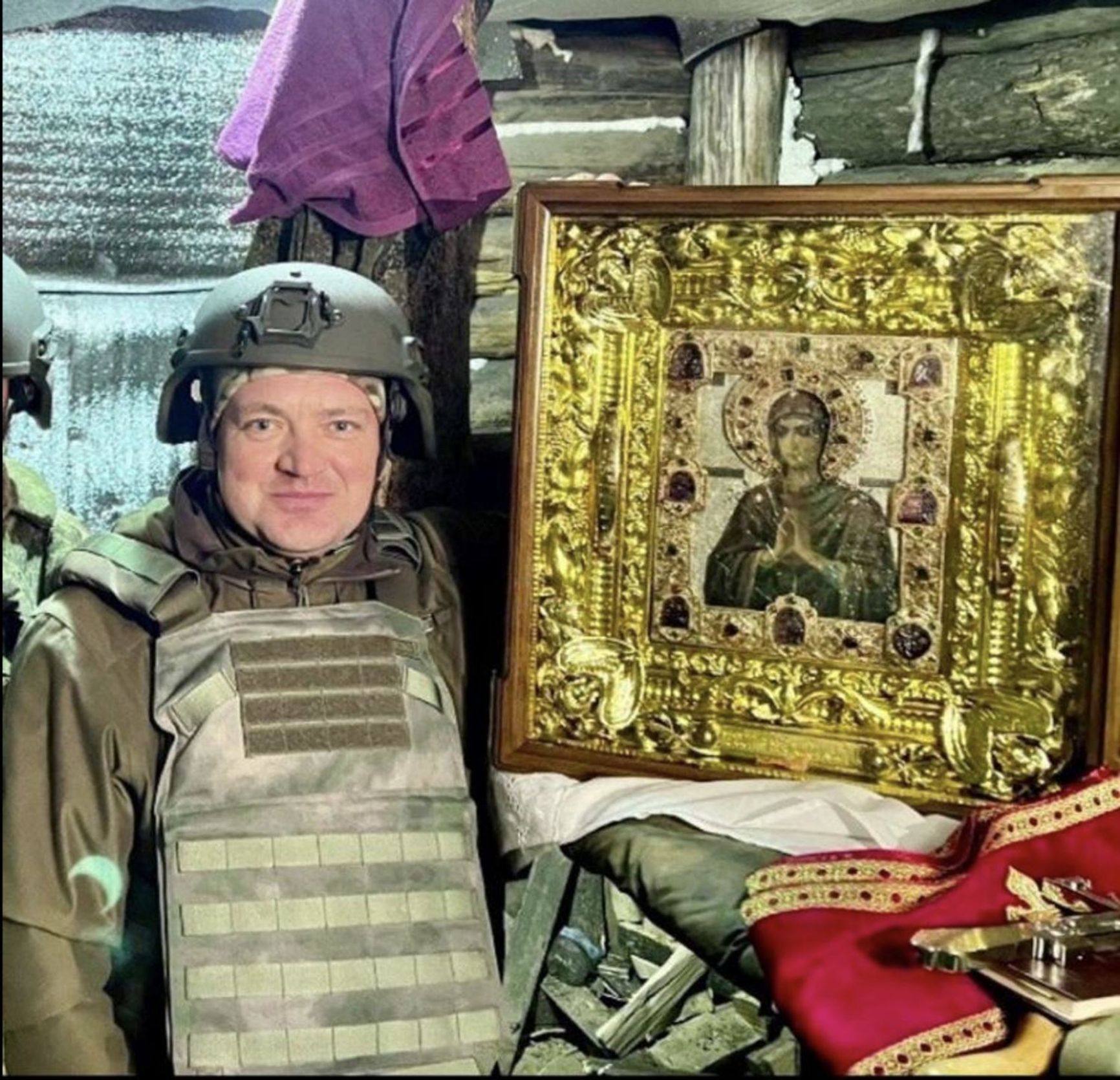 Bell ringer Sergey Fomin at the front