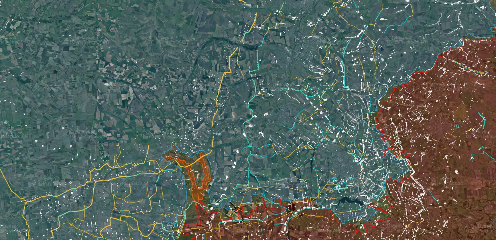 Вклинение ВС РФ на восточном фланге покровского направления на карте украинских оборонительных сооружений
